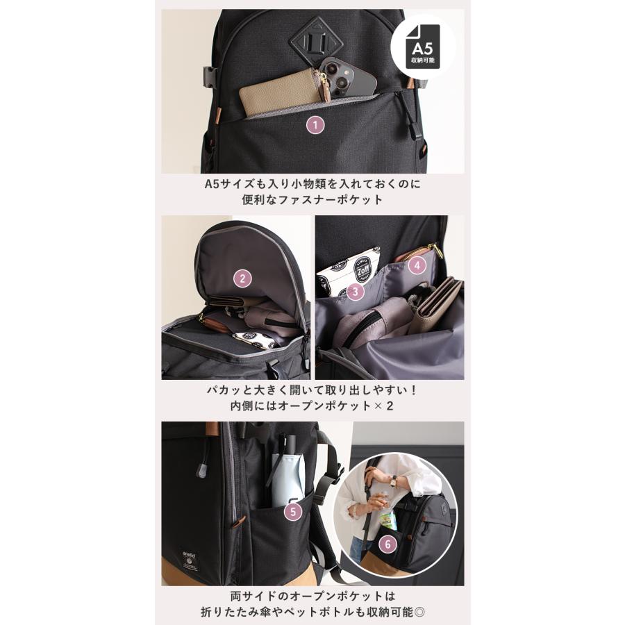 anello アネロ リュック 大容量 A4 リュックサック 通勤 通学 アウトドア 部活 10ポケット 40L レディース メンズ 男女 撥水 はっ水 おしゃれ シンプルの画像