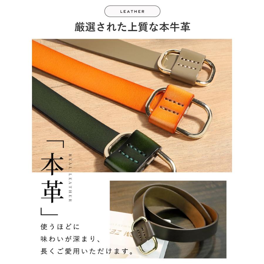 ベルト レディース 穴なし 本革 レザー 無段階調節 ゴールド スクエア