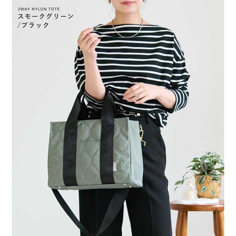 LIZDAYS トートバッグ レディース ナイロン 軽量 a4 仕切りトート ショルダーバッグ 肩掛け ななめ掛け 大人 キルティング 多収納の画像