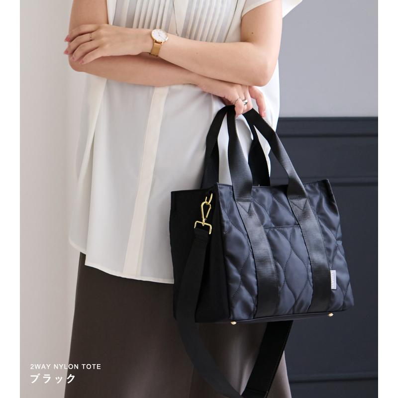 LIZDAYS トートバッグ レディース ナイロン 軽量 a4 仕切りトート ショルダーバッグ 肩掛け ななめ掛け 大人 キルティング 多収納の画像