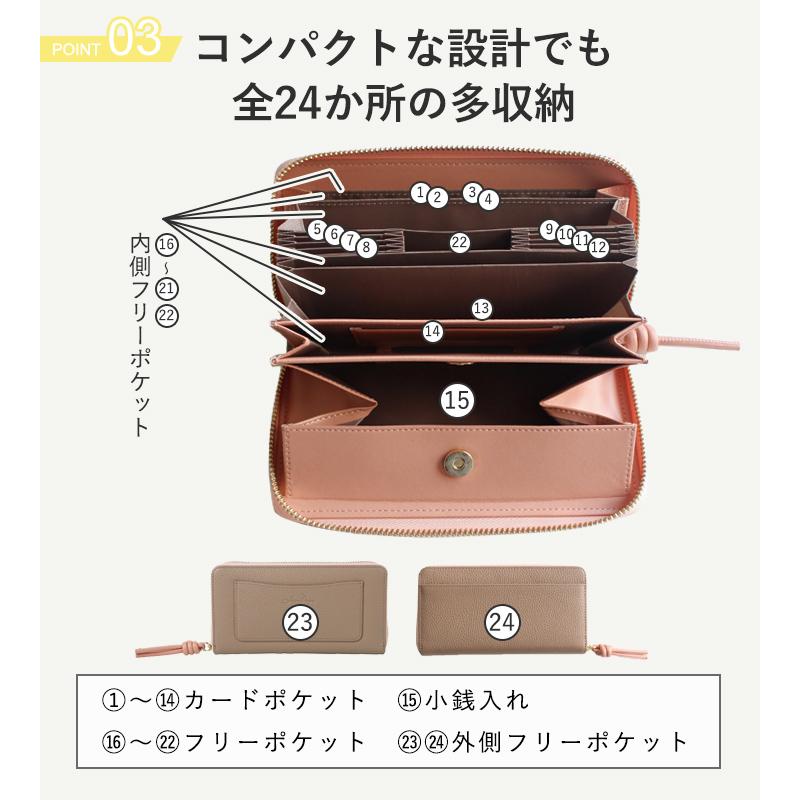 LIZDAYS 長財布 レディース 長財布 短い 本革 小さい 財布 軽量 ラウンドファスナー 大容量 コインスルー 仕分け スキミング防止 | LIZDAYS | 23