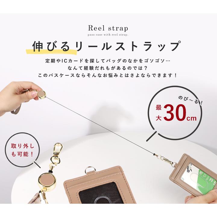 LIZDAYS（リズデイズ） パスケース リール付き 定期入れ icカード 2枚