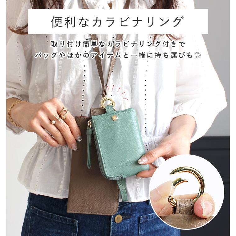 パスケース リール付き 落ちない キーケース 本革 定期入れ レディース メンズ 小銭入れ コインケース カードホルダー ストラップ | LIZDAYS | 15