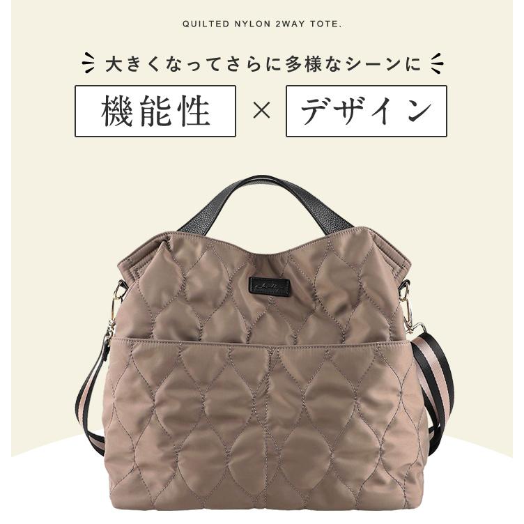 トートバッグ レディース 大きめ A4 軽量 ナイロン 撥水 ショルダーバッグ 斜め掛け 2way キルティング バッグ 可愛い 上品 LIZDAYSの画像