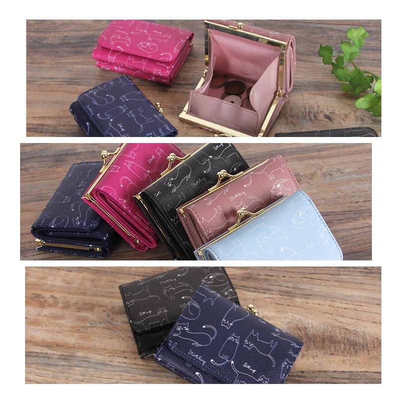 LIZDAYS フェイクレザー カード入れ 小銭入れ 猫 ネコ 総柄 財布 LIZDAYS フェイクレザー カード入れ 小銭入れ 猫 ネコ 総柄 財布