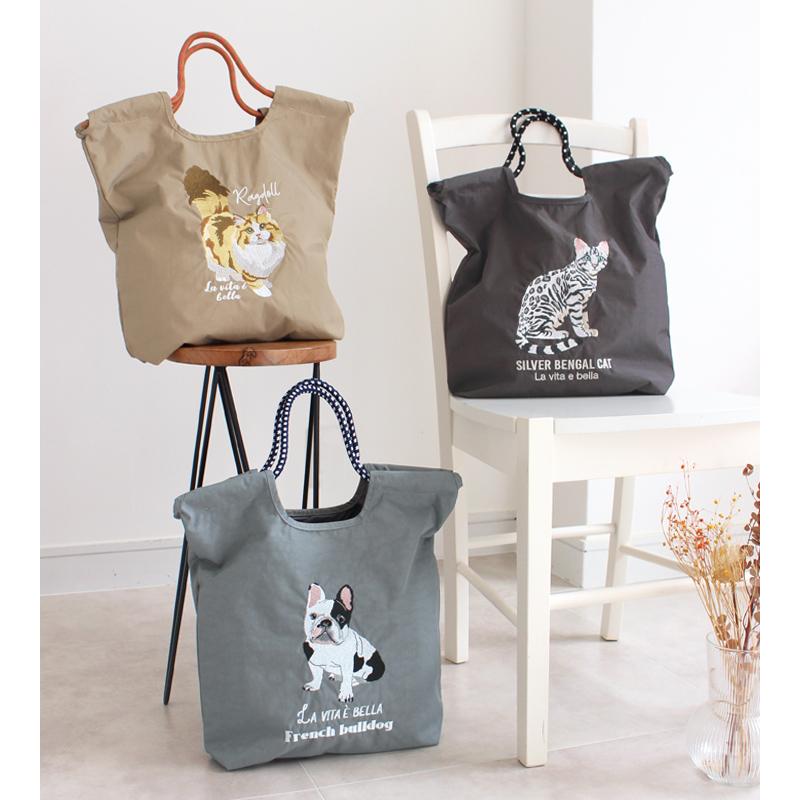 トートバッグ レディース 刺繍バッグ エコバッグ 刺しゅう ナイロン A4 肩掛け 手提げ 軽量 マチ広 ポケット付き 鞄 |  | 08