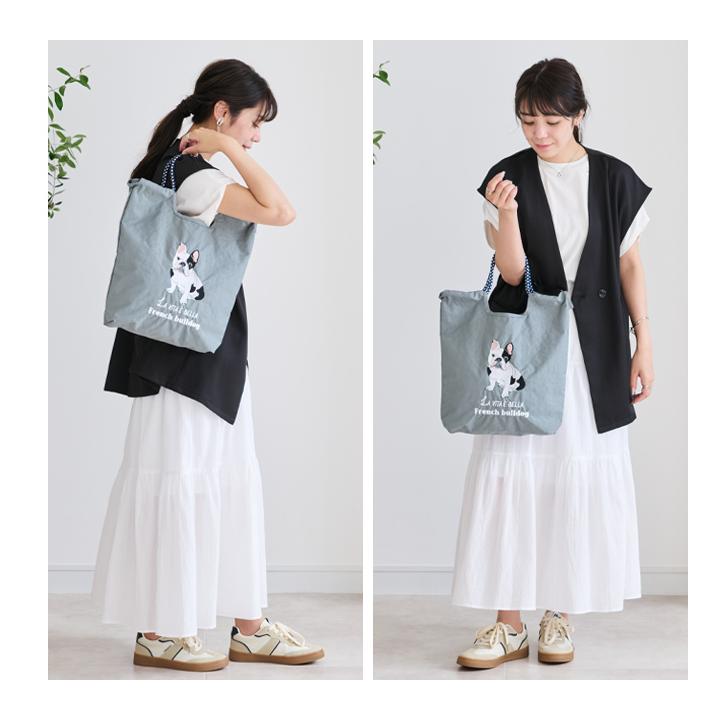 トートバッグ レディース 刺繍バッグ エコバッグ 刺しゅう ナイロン A4 肩掛け 手提げ 軽量 マチ広 ポケット付き 鞄 |  | 15