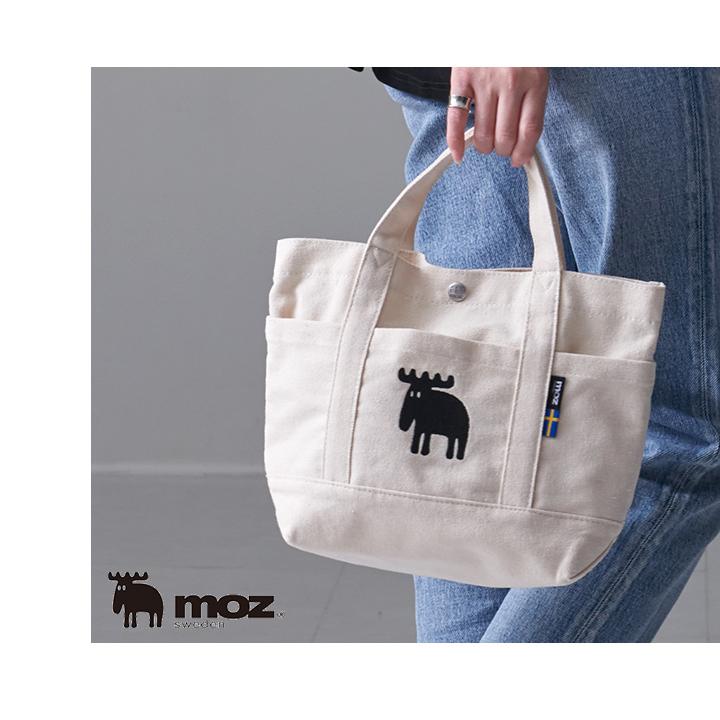 moz MOZ モズ ポケット トートバッグ ミニ バッグ レディース メンズ A5 ミニバッグ ナチュラル 刺繍 小さい 小さめ かばん キャンバス 軽量｜styleonbag｜16