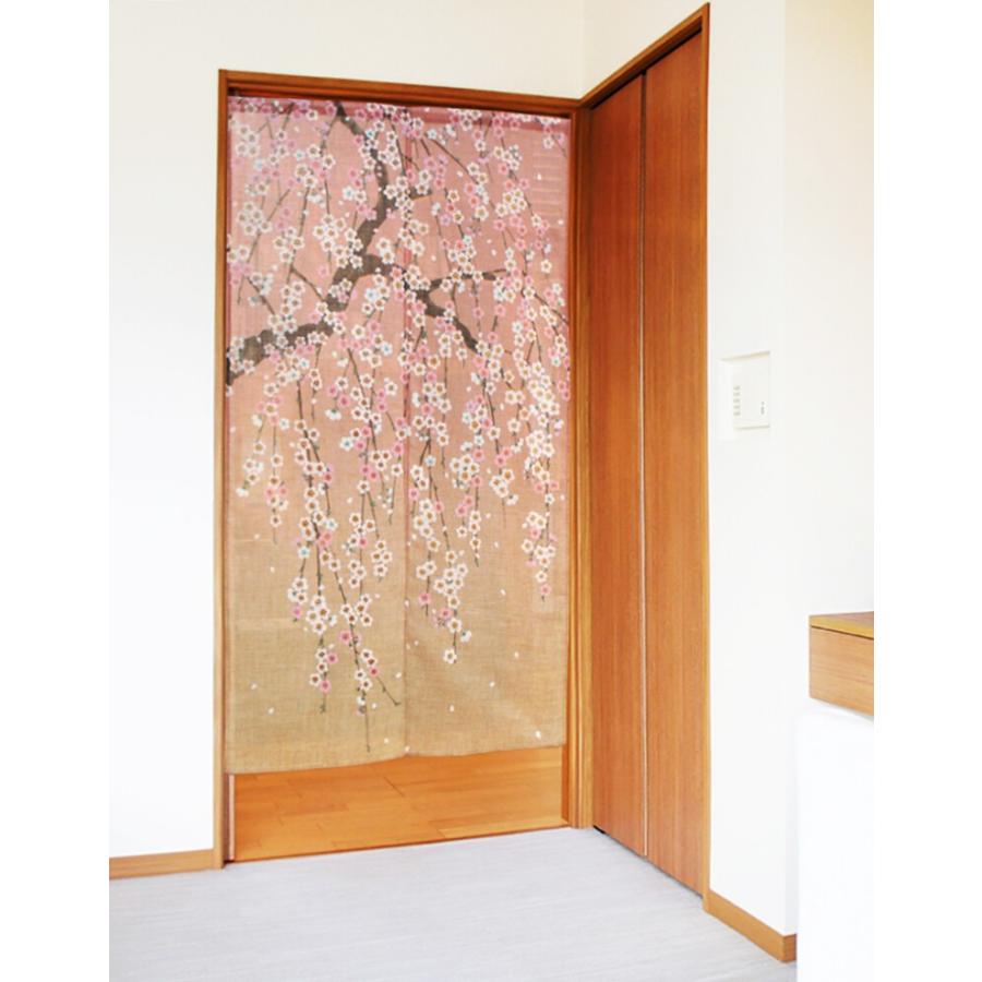 のれん　間仕切り　暖簾　目隠し　85X150cm　グラデーションしだれ桜　日本製　送料無料 |  | 01