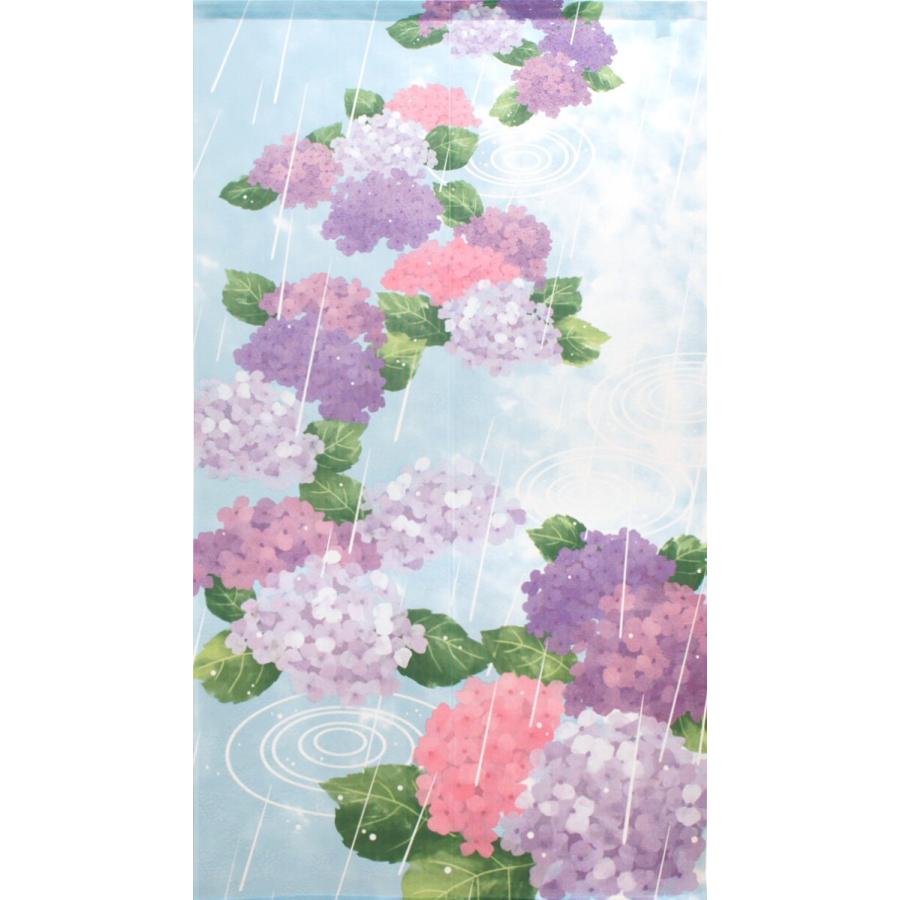 のれん 間仕切り 暖簾 目隠し 85x150cm 山中奈緒子 紫陽花と雨 和風 日本製 送料無料 Wilcon