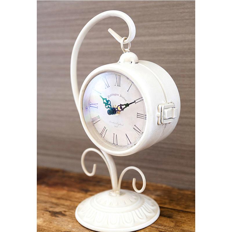 置時計 置き時計 時計 クロック ヨーロッパ風 両面時計 ステーション