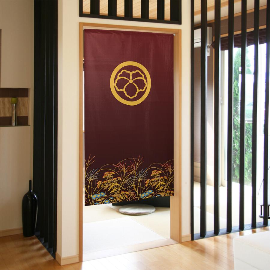 のれん 暖簾 目隠し 和柄 家紋 丸に中陰蔦 85x150cm 日本製 のれん 暖簾 目隠し 和柄 家紋 丸に中陰蔦 85x150cm 日本製