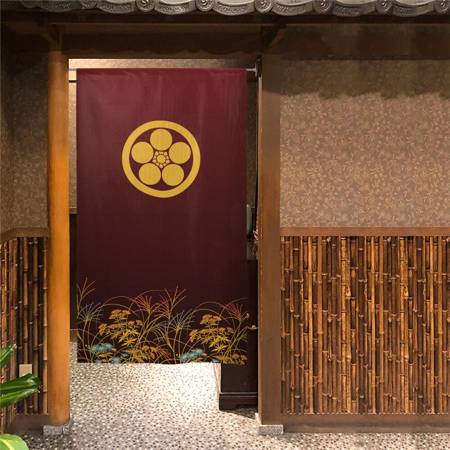 のれん 暖簾 目隠し 和柄 家紋 丸に梅蜂 85x150cm 日本製 : styletown
