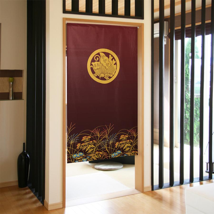 のれん 暖簾 目隠し 和柄 家紋 丸に揚羽蝶 85x150cm 日本製 のれん 暖簾 目隠し 和柄 家紋 丸に揚羽蝶 85x150cm 日本製