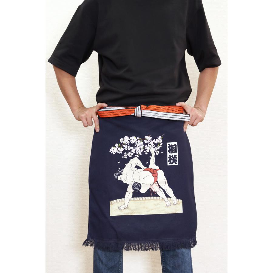 帆前掛け 和柄カラープリント 日本製 浮世絵 エプロン 帆布 小物 飲食