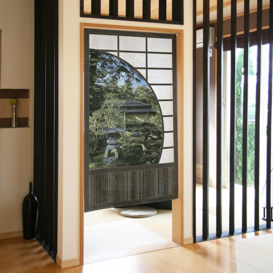 のれん 暖簾 目隠し 間仕切り 和風 和柄 円窓障子 85×丈150cm 日本製