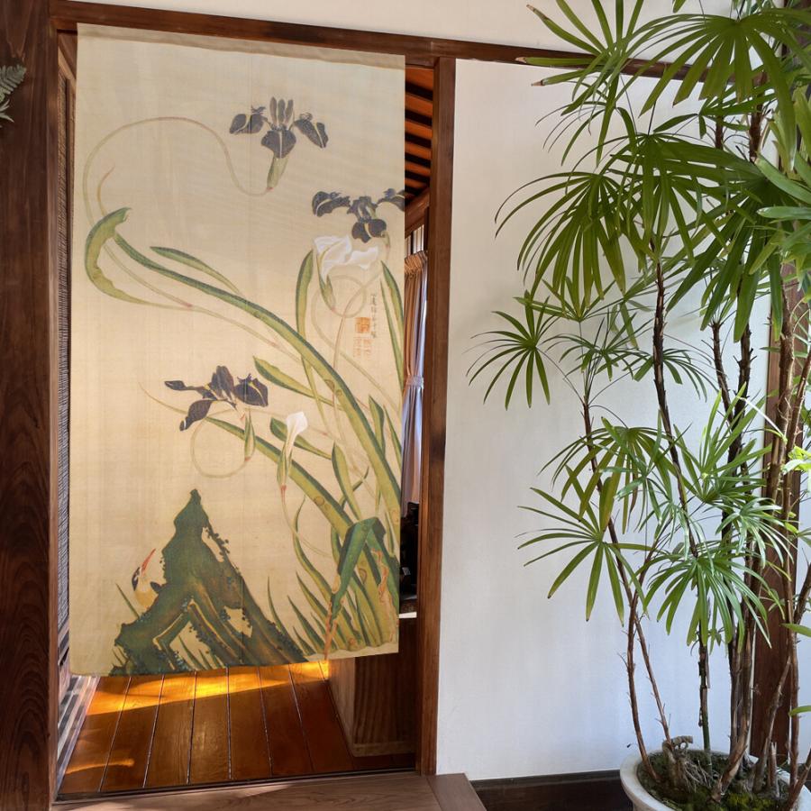 のれん 暖簾 和風 伊藤若冲 燕子花小禽図 85×150cm 日本製 のれん 暖簾 和風 伊藤若冲 燕子花小禽図 85×150cm 日本製