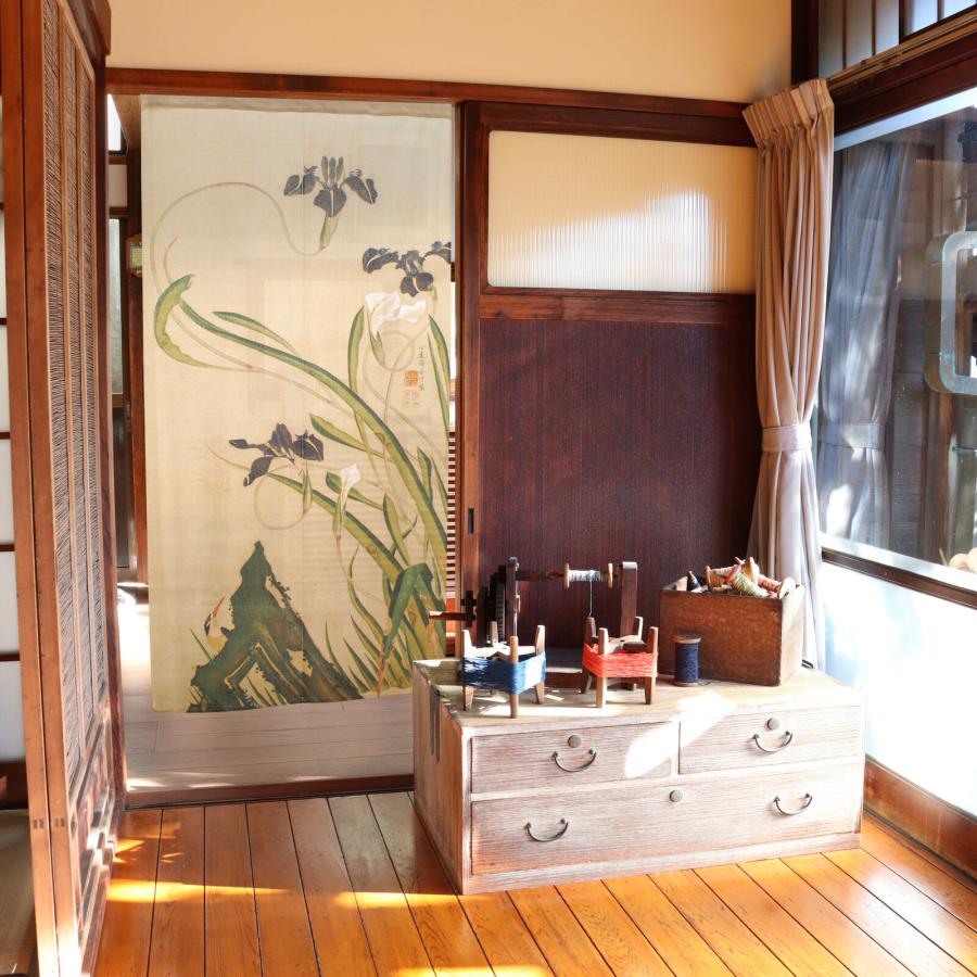 のれん 暖簾 和風 伊藤若冲 燕子花小禽図 85×150cm 日本製 : styletown