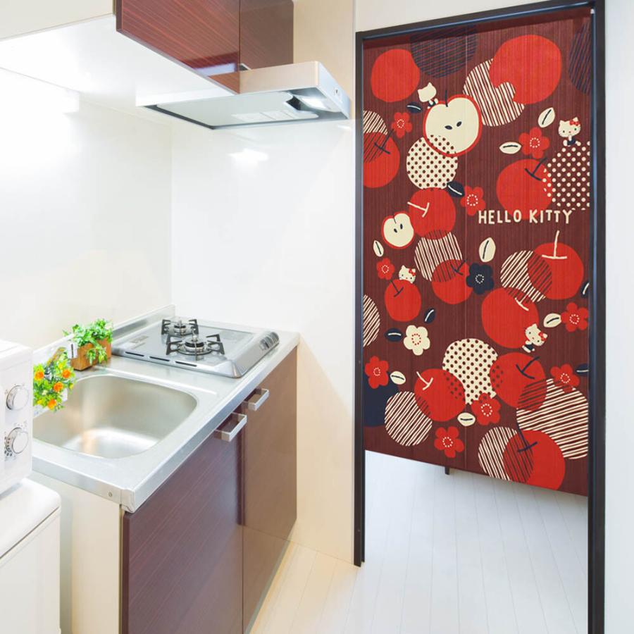 のれん　暖簾　サンリオ　ハローキティ　和フルーツ林檎　85×150cm　日本製　 |  | 01