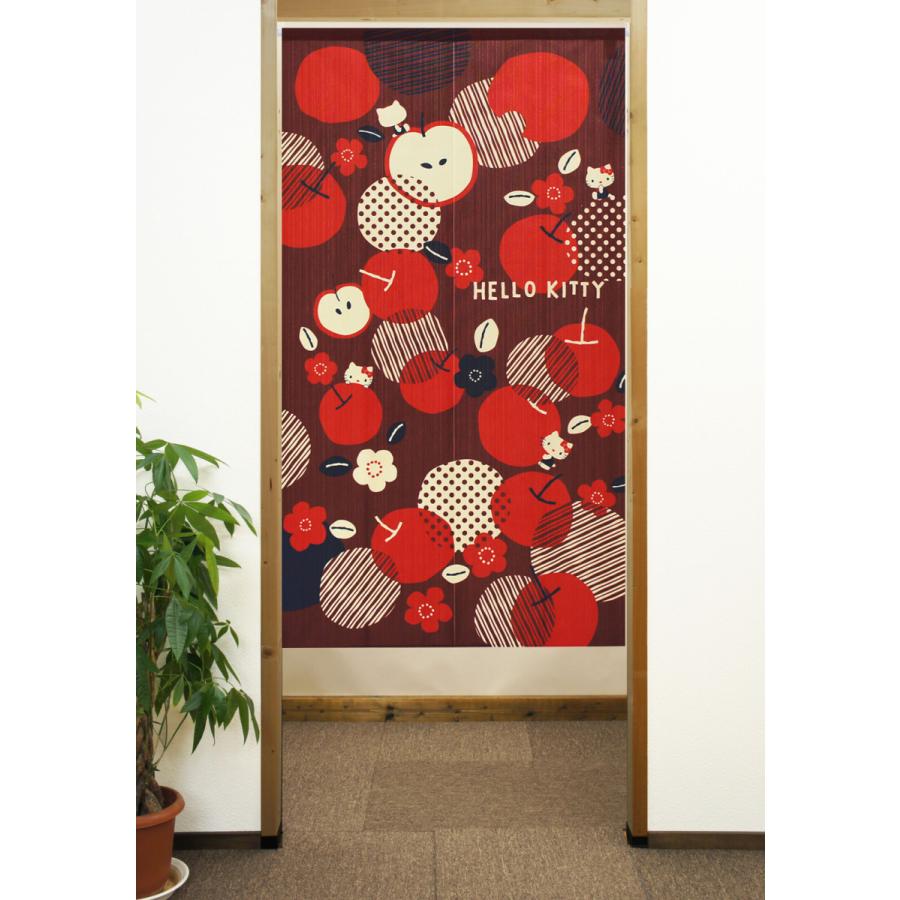 のれん　暖簾　サンリオ　ハローキティ　和フルーツ林檎　85×150cm　日本製　 |  | 03