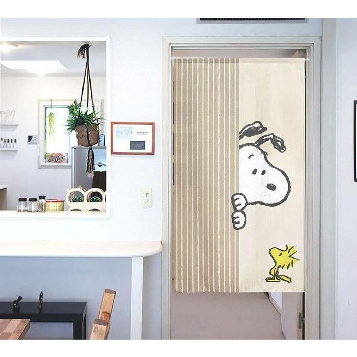 のれん　間仕切り　暖簾　目隠し　スヌーピー  PEANUTS   Look In　BE  85X150cm   日本製 | 