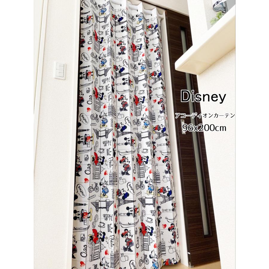 アコーディオンカーテン　目隠し　間仕切り　ディズニー　Disney　ミッキーミニー　Let’s_Travel　96x200cm　日本製 | 
