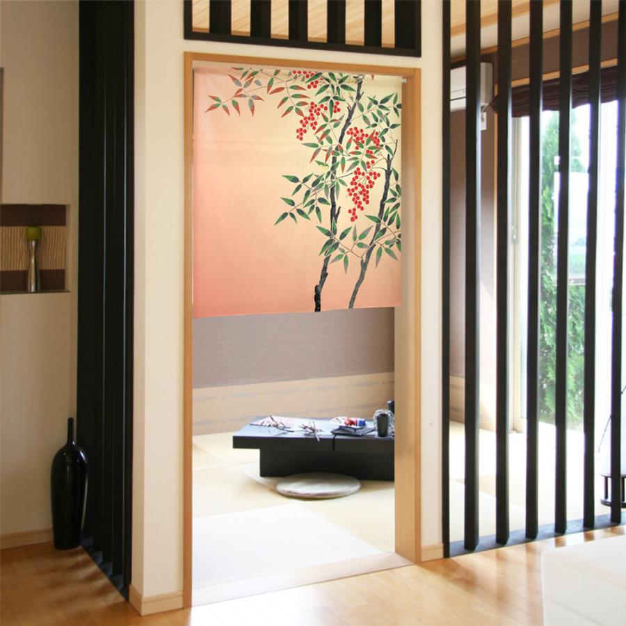 のれん 暖簾 目隠し 和風 和柄 南天 85×丈90cm 日本製 : styletown