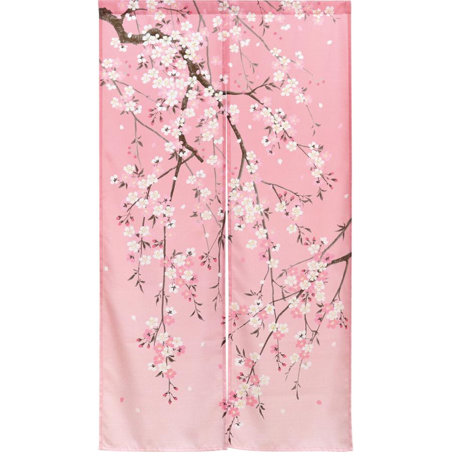 のれん　間仕切り　暖簾　目隠し　和柄　和風　しだれ桜　85X150cm | 