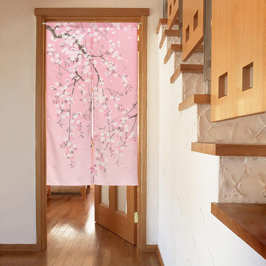 のれん　間仕切り　暖簾　目隠し　和柄　和風　しだれ桜　85X150cm |  | 04