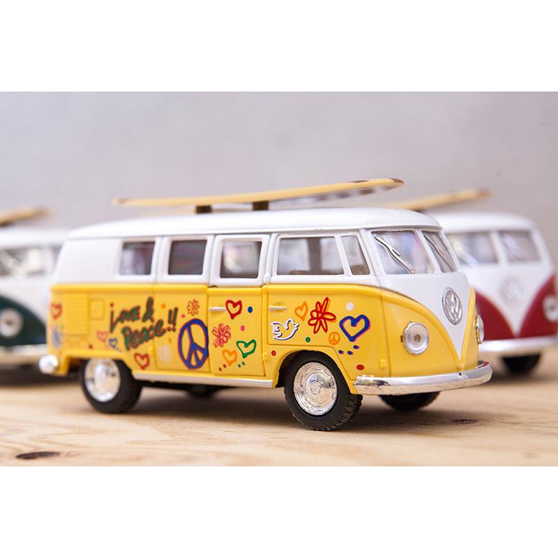 ミニカー おもちゃ 玩具 1962 VW Classical Bus with Printing \u0026 Surfboard(M) ダイキャストミニカー 12台セットの画像