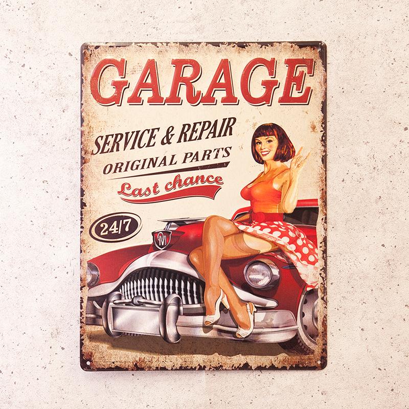 看板　ブリキ看板　インテリア雑貨　アンティークエンボスプレート　GARAGE Last Chance |  | 01