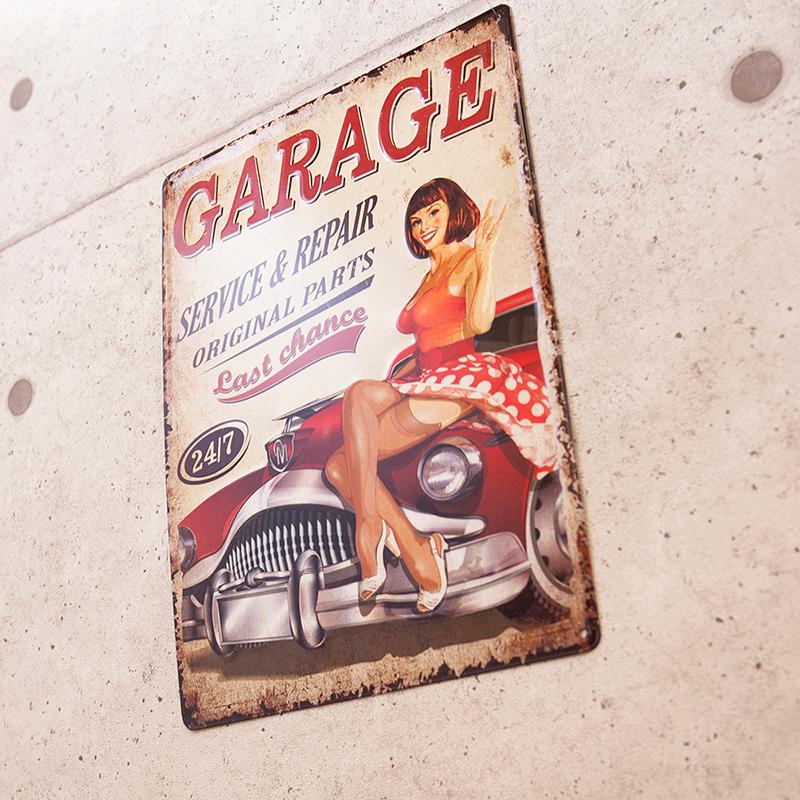 看板　ブリキ看板　インテリア雑貨　アンティークエンボスプレート　GARAGE Last Chance |  | 02