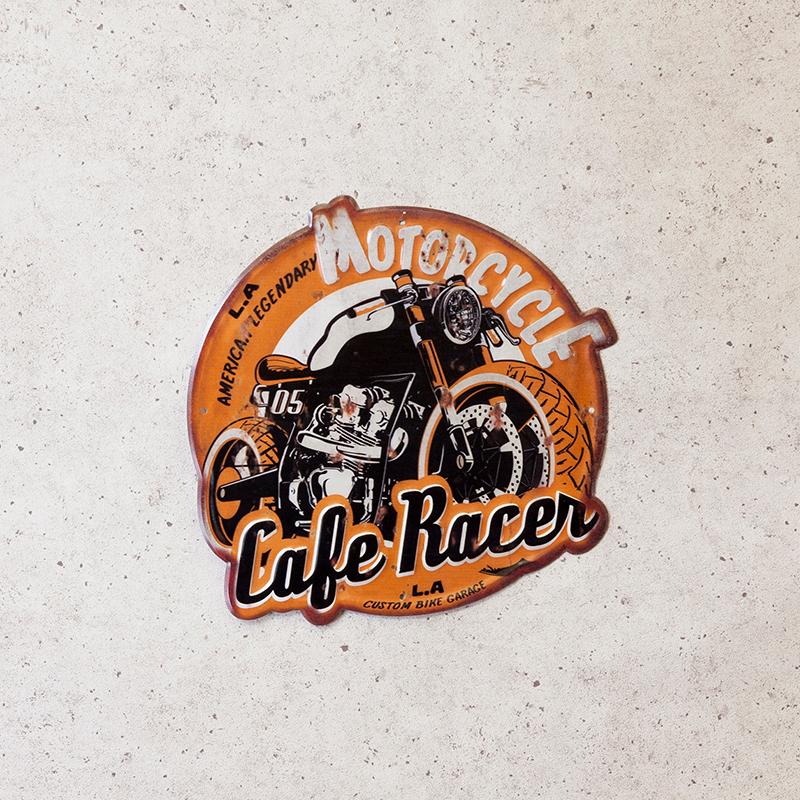 看板　壁面装飾　ブリキ看板　アンティークエンボスプレート　レクト★Cafe Racer　アメリカン雑貨 |  | 01