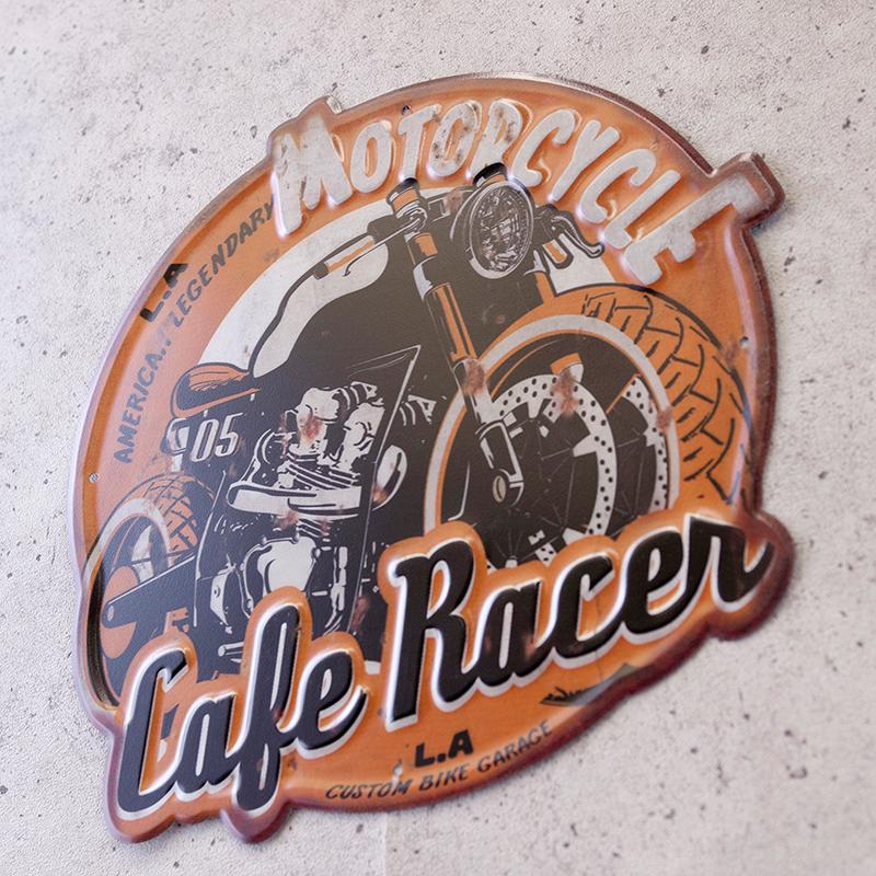 看板　壁面装飾　ブリキ看板　アンティークエンボスプレート　レクト★Cafe Racer　アメリカン雑貨 |  | 03