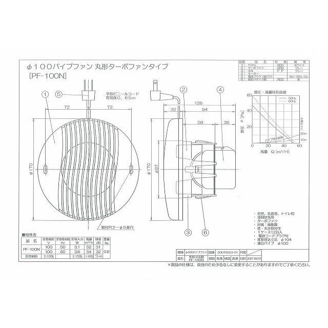 換気扇 高須産業 φ100パイプファン 丸形ターボファンタイプ PF-100N 