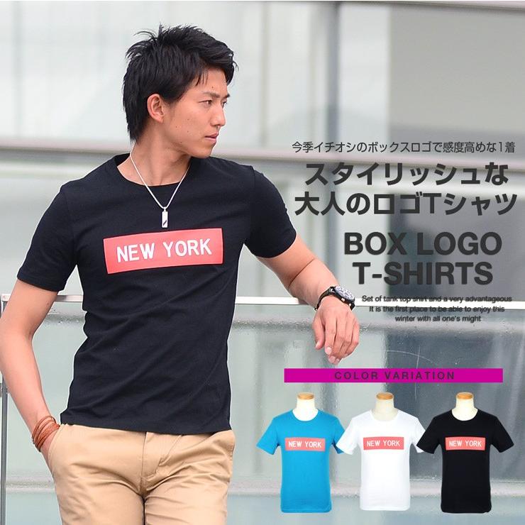 Tシャツ ロゴ Men 039 S New Newyork Teeシャツ Uネック York おしゃれ ストリート ティーシャツ ニューヨーク プリント ボックスロゴ メンズ 半袖 大人気 ティーシャツ