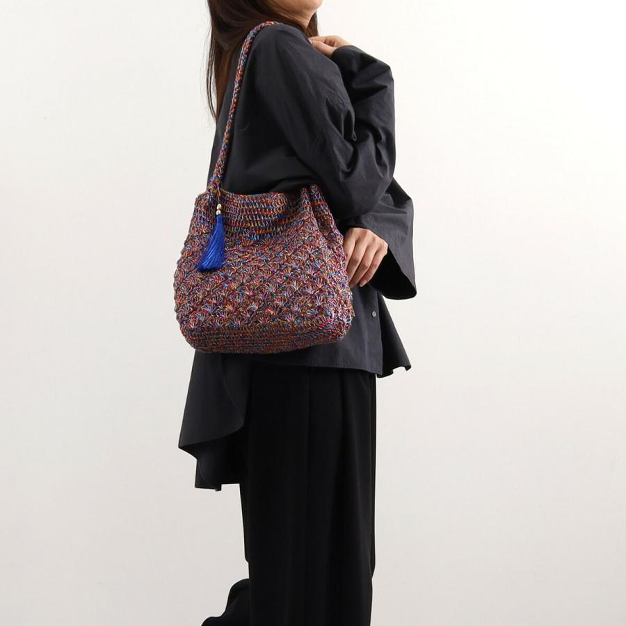 COOCO（クーコ） 24131-12010 メタリック柄編みロングハンドル トート