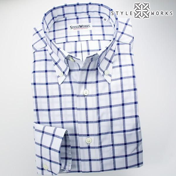 ワイシャツ| 長袖ワイシャツ ボタンダウン 濃紺ウィンドウチェック・シャンブレーオックス アメリカントラッッド ( sale_rwd )｜styleworks