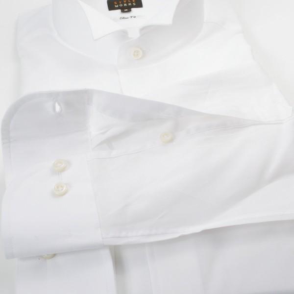 ワイシャツ| 長袖1703 綿100％ワイシャツ スリム ウィングカラー 白ブロードクロス 【OUTLETS】 ( sale_rwd )06