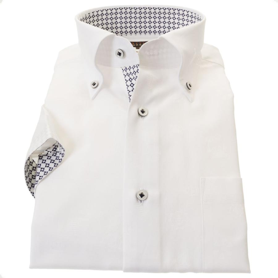 安い購入 ワイシャツ 半袖ワイシャツ スリム ボタンダウン 白 ジャガード織 海モチーフドット柄 碇 ヨット 浮き輪 最適な価格 Bajawinescabo Com