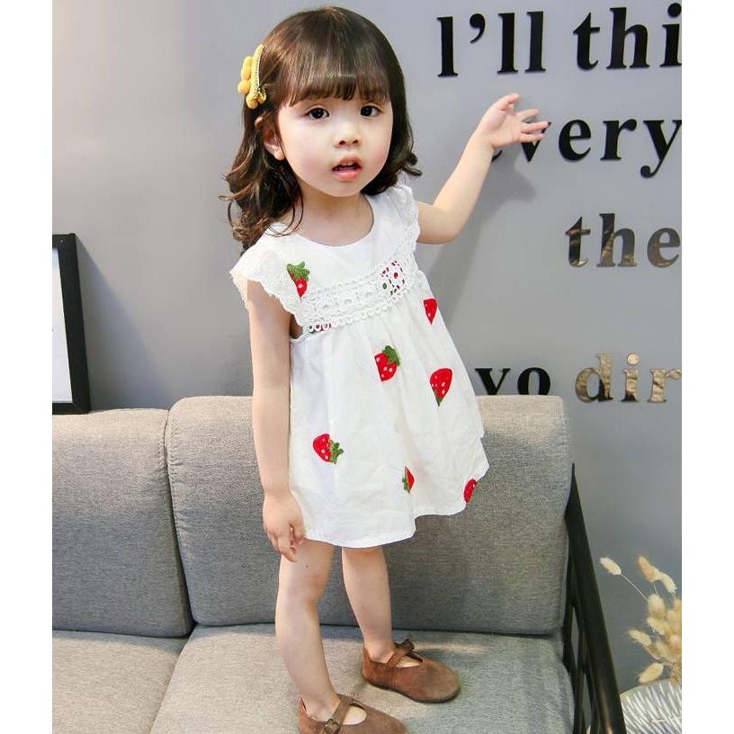 キッズ ワンピース イチゴ 苺 いちご 女の子 ガール 子供服 こども 子供 ベビー 白 ホワイト ノースリーブ ショート丈 スカート レース フリル 刺繍 涼しい 新作 Gp Stylike 通販 Yahoo ショッピング
