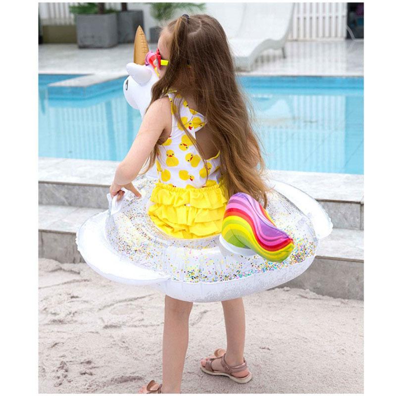 子ども用 浮き輪 足入れ ユニコーン ラメ フロート 子供用浮き輪