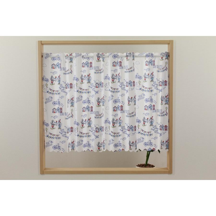 カフェカーテン 撥水ミッキー＆ミニー 145×75cm 08-501 : インテリア