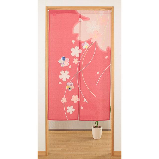 のれん アップリ桜 幅85cm×丈150cm ピンク 和柄 アップリケ 桜 さくら 09-111｜stylish-interior｜02