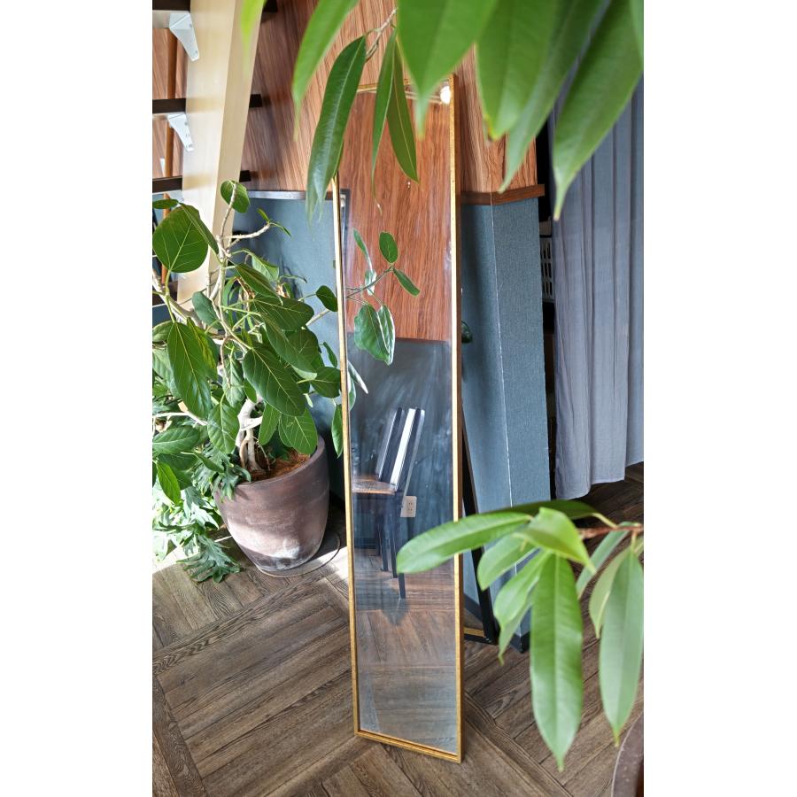 スタンドミラー 全身姿見 枠はレトロな柄 ゴールド 壁掛けもできます