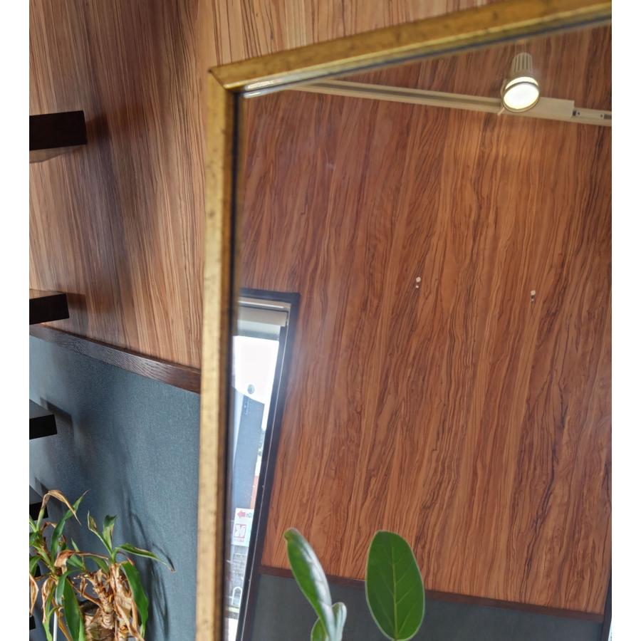 スタンドミラー 全身姿見 枠はレトロな柄 ゴールド 壁掛けもできます