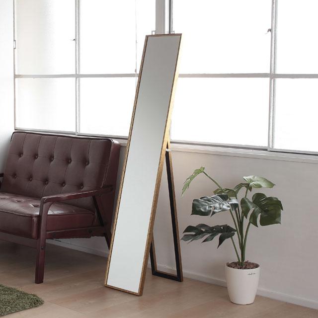 スタンドミラー 全身姿見 枠はレトロな柄 ゴールド 壁掛けもできます