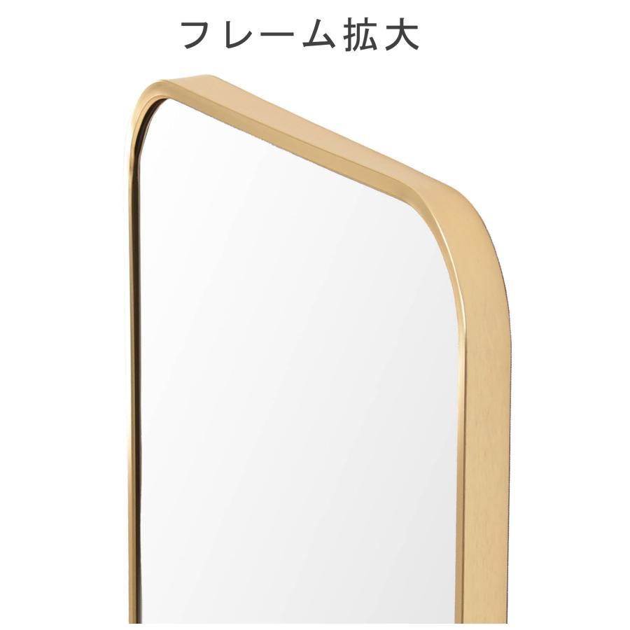 壁掛け吊りミラー ゴールド色 枠は軽いアルミ製 幅30cm×高さ120cm