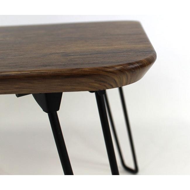 折脚テーブル レトロな凹凸感のある天板 幅80cmx奥行40cmx高さ35cm