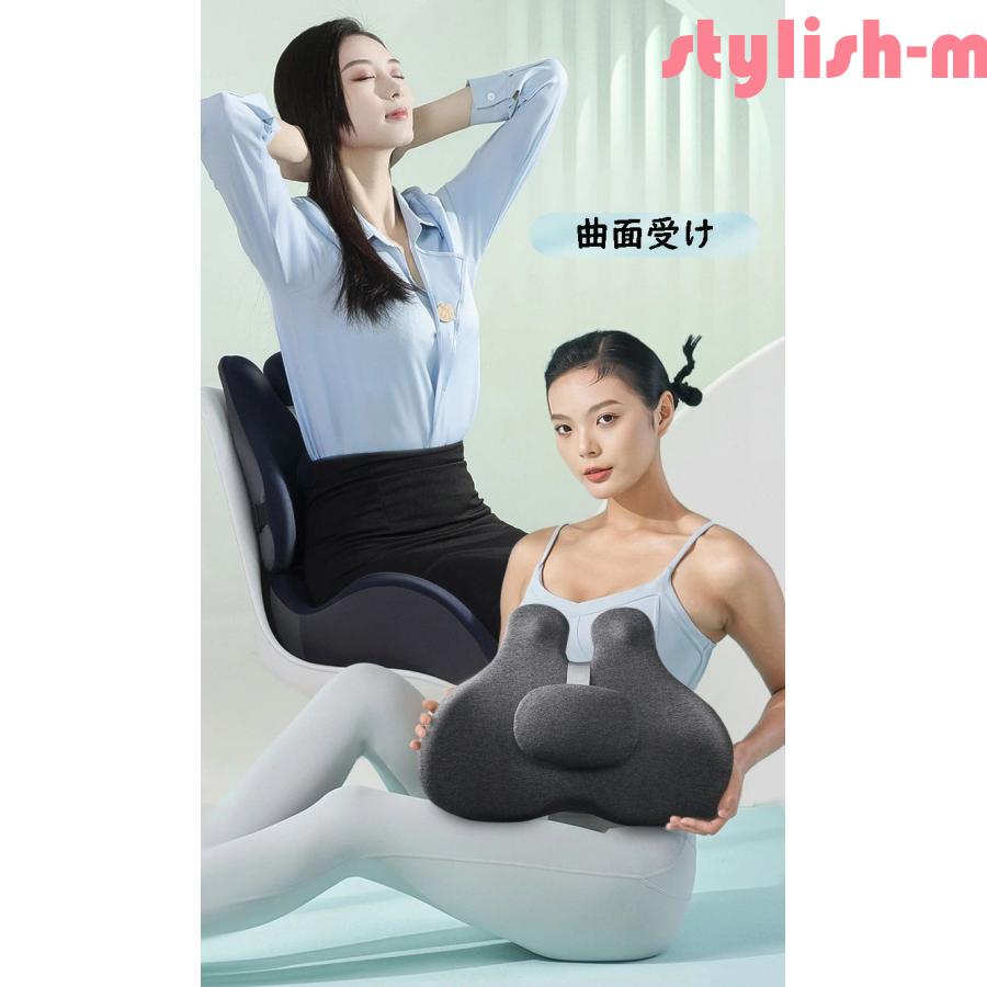 座椅子 クッション 姿勢矯正 腰枕付き 着脱式 人間工学設計 座布団+
